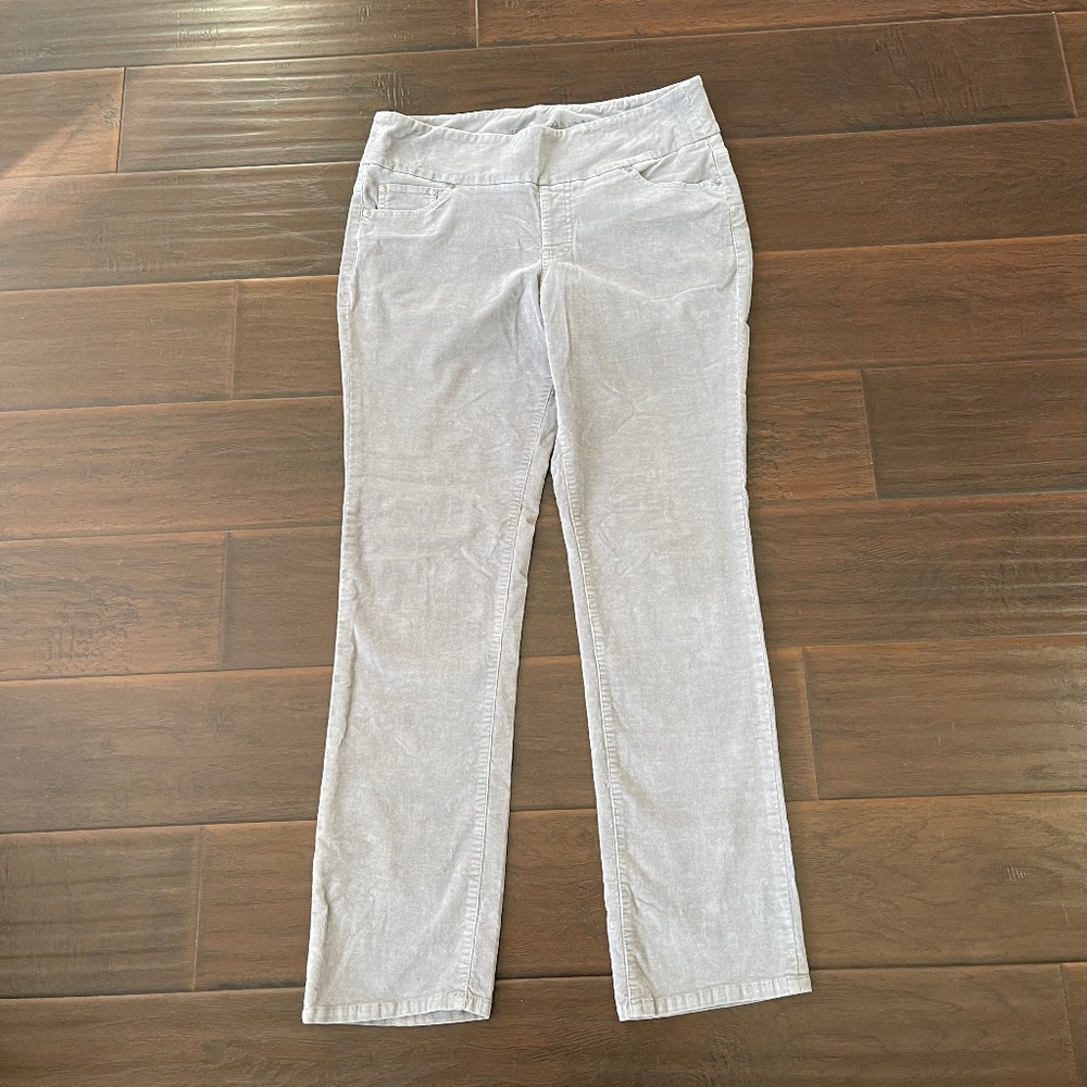 JAG Jeans Women's Gray Corduroy Pull On High Rise Slim Leg Stretch Pants Sz 16